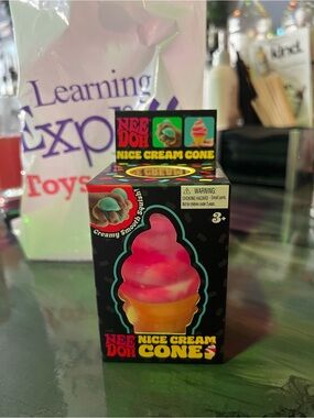 Nee-Doh Nice Cream Cone Soft Squishy Toy - Pink & Yellow